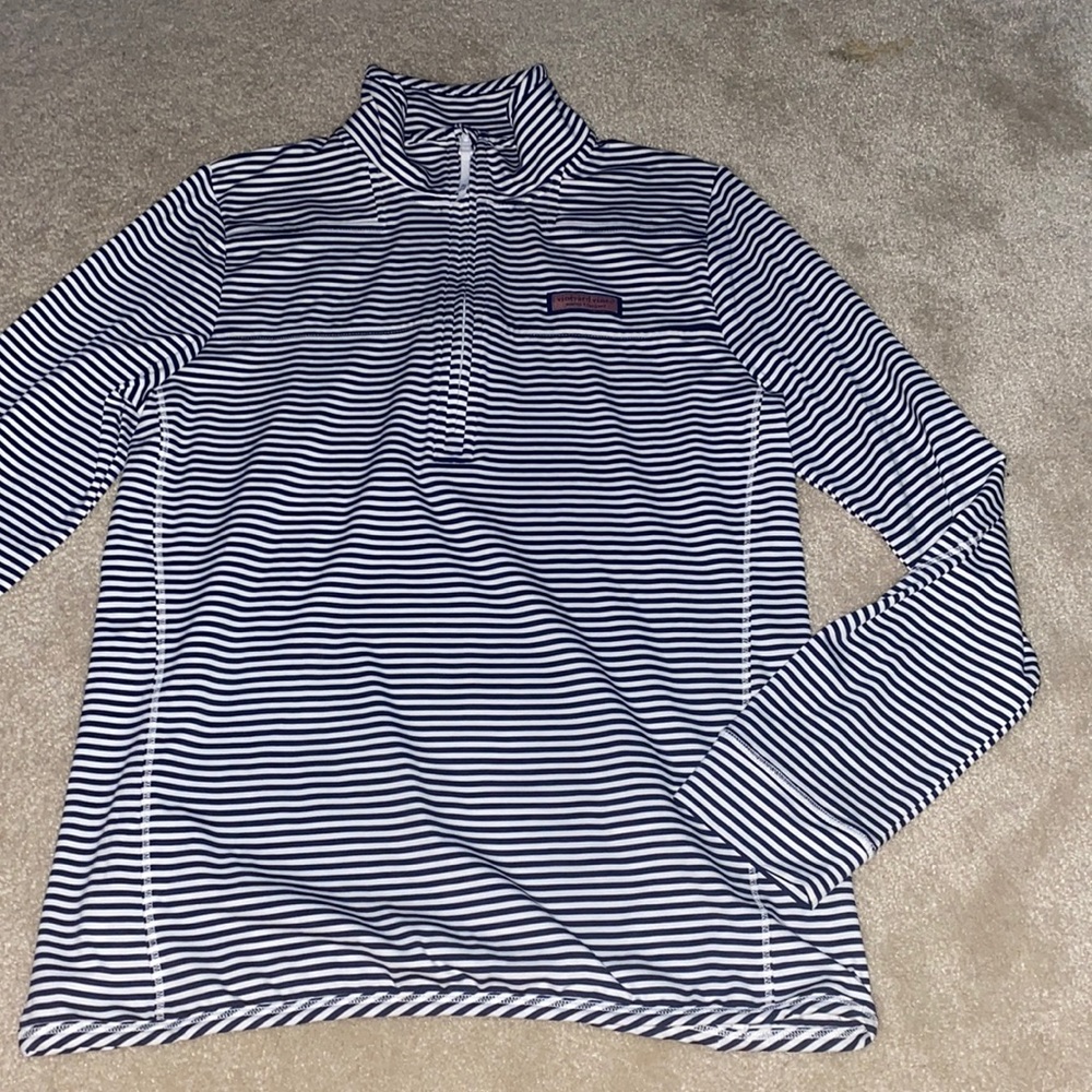 brand new, navy abs white stripped vineyard vines 1/4 zip